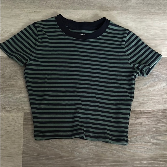 Hollister Tops - Striped Green and Navy Hollister Baby Tee